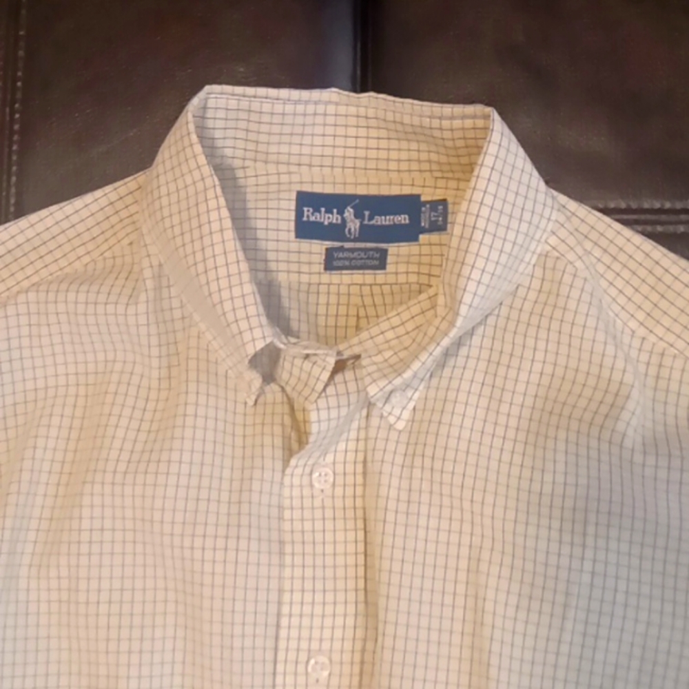 Ralph Lauren Shirt Men's‎ Large Sz 17 -34/35 Gingam Check  Button Down Cotton